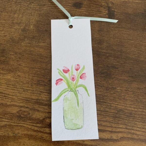 Hand Made Book Mark - Vase Of Tulips