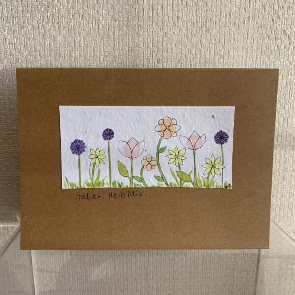 Hand Made Blank Card Mixed Flower Bed