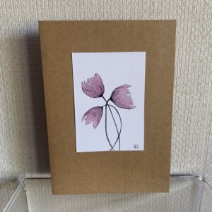 Hand Made Blank Card Purple Poppies