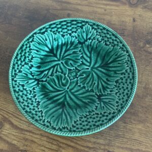 French Green Majolica Leaf Plate