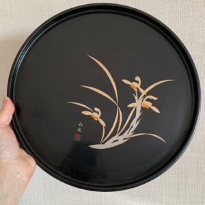 Round Japanese Black Lacquered Tray