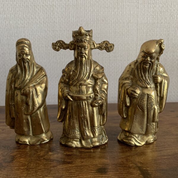 Oriental Brass Figures Chinese Deities Sanxing Three Stars