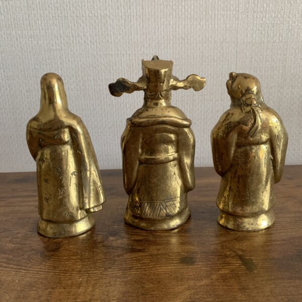 Oriental Brass Figures Chinese Deities Sanxing Three Stars - Image 2