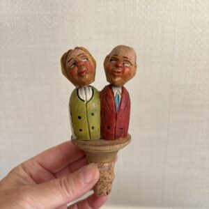 Vintage Hand Carved Kissing Couple Bottle Stopper