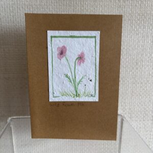 Hand Made Blank Card Pink Poppies