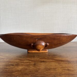 Wooden Hand Carved Bowl With Faces