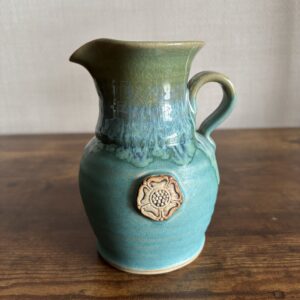 Green Jug, Drip Glaze and Yorkshire Rose Emblem