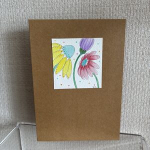 Hand Made Blank Card Three Flowers
