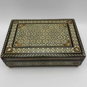 Vintage Mosaic Mother of Pear Inlaid Jewellery Musical Box
