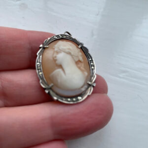 Vintage Cameo Brooch / Pendant Silver & Marcasite