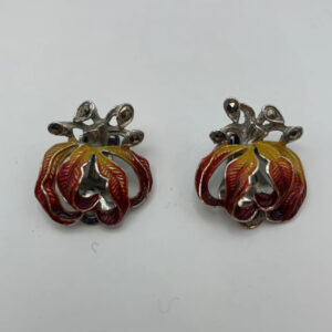 Vintage Clip On Earrings BJL Enamel & Marcasite