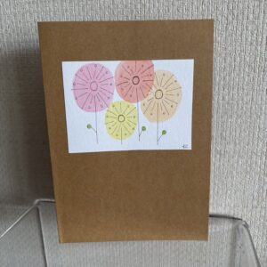 Hand Made Blank Card Four Flowers