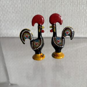 Two Tiny Cockerel Figures From Portugal