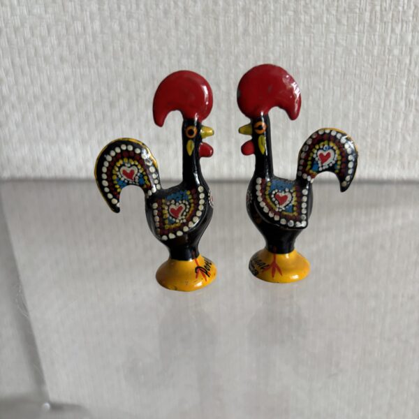 Two Tiny Cockerel Figures From Portugal