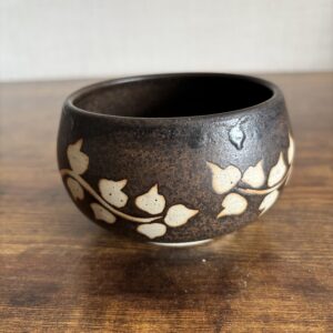 Studio Pottery Bowl Leaf Design