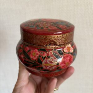 Papier-mâché Box Red Floral Design With Gold Detail