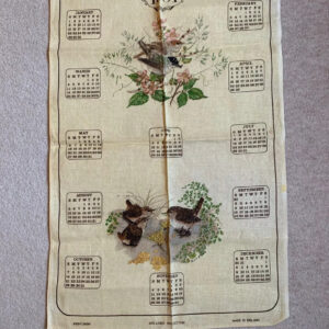 Vintage Tea Towel Linen Blend 1984 Calendar & Birds