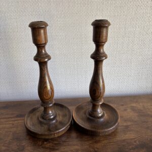 Vintage Wooden Candlesticks