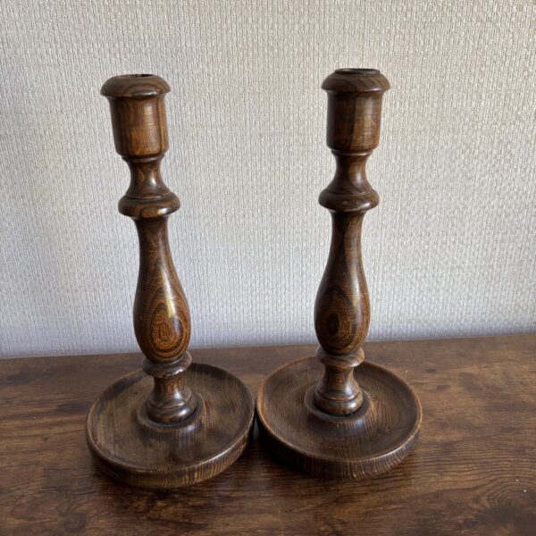 Vintage Wooden Candlesticks