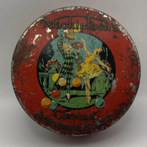 Vintage Mackintosh Carnival Assortment De Luxe Large Sweet Tin Empty Round Tin