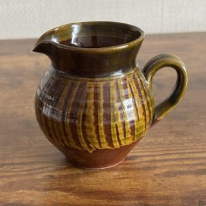 Small Studio Pottery Jug - Brown With Green Drips