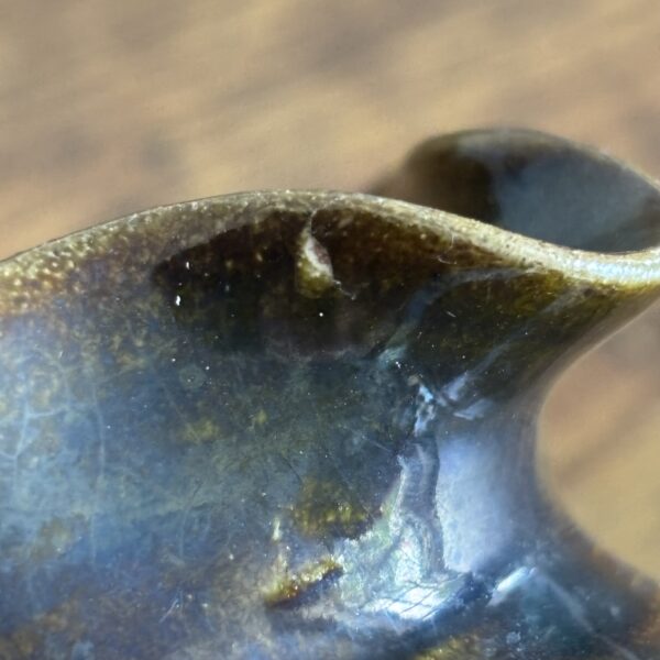 Small Studio Pottery Jug - Brown With Green Drips - Image 2