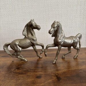 White Metal Pair Of Horses