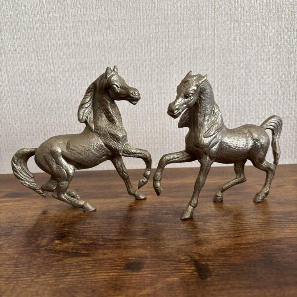 White Metal Pair Of Horses