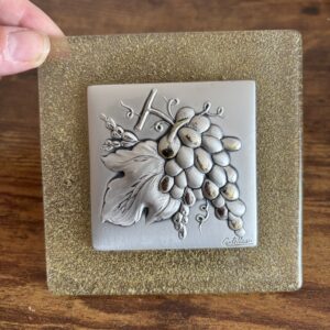 Italian Hand Crafted Silver Embossed Silver Design on Glass