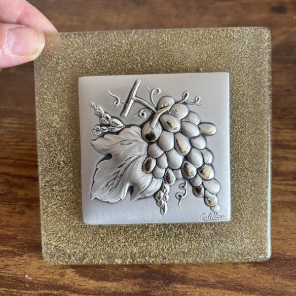 Italian Hand Crafted Silver Embossed Silver Design on Glass