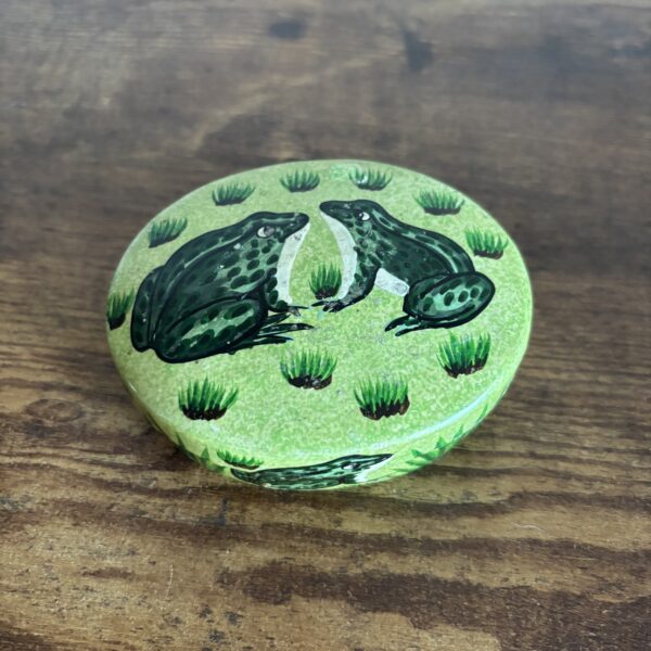 Hand Painted Papier-mâché Oval Box With Frogs