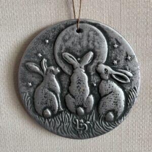 Hares & Moon Silver Wall Hanging