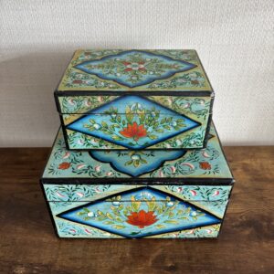 Pair Of Hand Painted Wooden Boxes