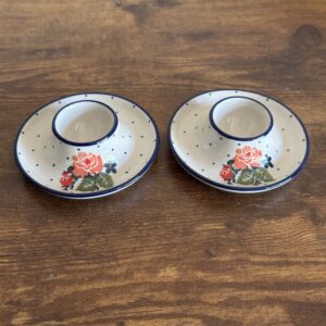 Pair Of Polish Pottery Egg Cups
