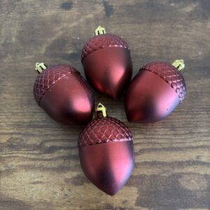 4 Burgundy Acorns