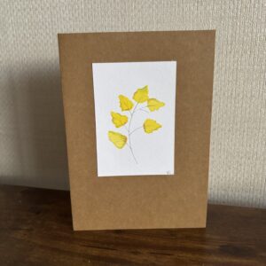 Hand Made Blank Card Yellow Leaves