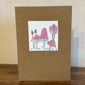 Hand Made Blank Card Pink Toadstools