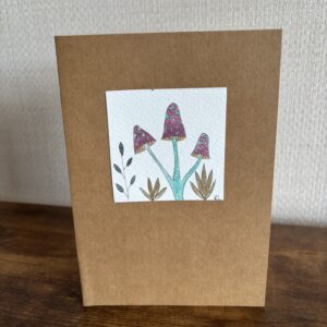 Hand Made Blank Card Purple Toadstools