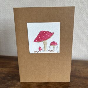 Hand Made Blank Card Red Toadstools