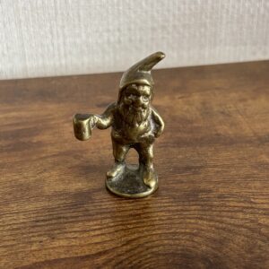 Vintage Small Brass Gnome With A Beer Tankard