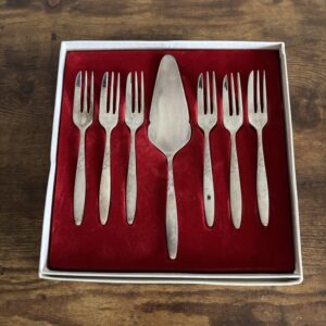 Vintage Cake Forks and Slice Carmen Anniversary Plate EPNS