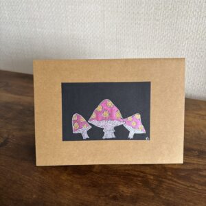 Hand Made Blank Card Toadstools On Black