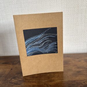 Hand Made Blank Card Waves On Black
