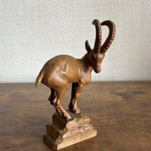 Vintage Carved Wooden Chamois (Goat-Antelope) Figure