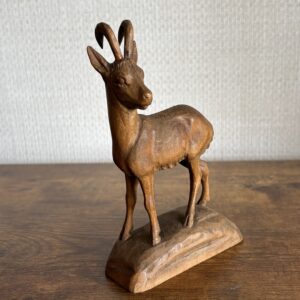 Vintage Carved Wooden Chamois (Goat-Antelope) Figure