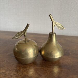 Vintage Brass Apple and Pear Trinket Pots