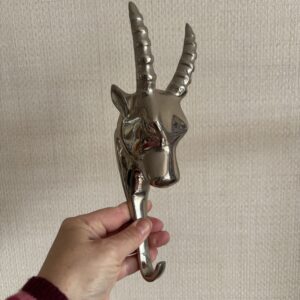 Antelope Coat Hook Silver Tone Metal