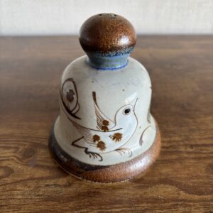 Vintage Mexican Pottery Bell KEN Edwards Hand Painted Bird, Butterfly & Flower
