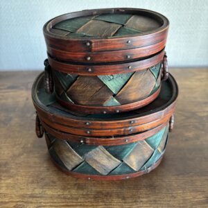 Pair Of Hand Crafted Woven Oval Boxes