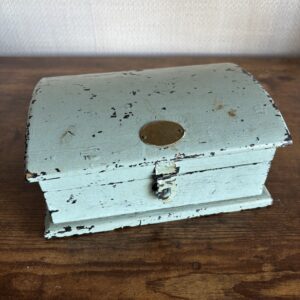 Hand Painted Blue Wooden Dome Top Box